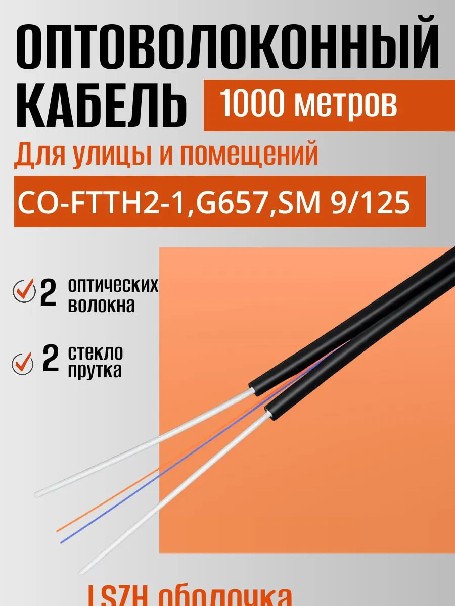 Изображение гражданского километрового оптического кабеля для улицы и помещений